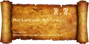 Martencsek Nóra névjegykártya