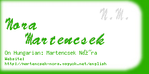 nora martencsek business card